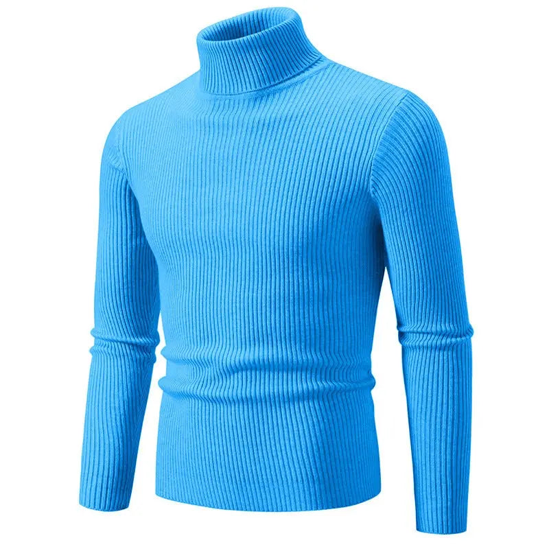 Retro Simple Solid Color Turtleneck Base Inner Wear Outer Wear Casual Men's Thin Slim Knit Sweater Conceitastral
