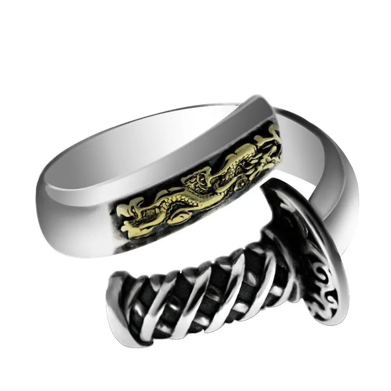 S925 Silver Retro Distressed Ring Men Conceitastral