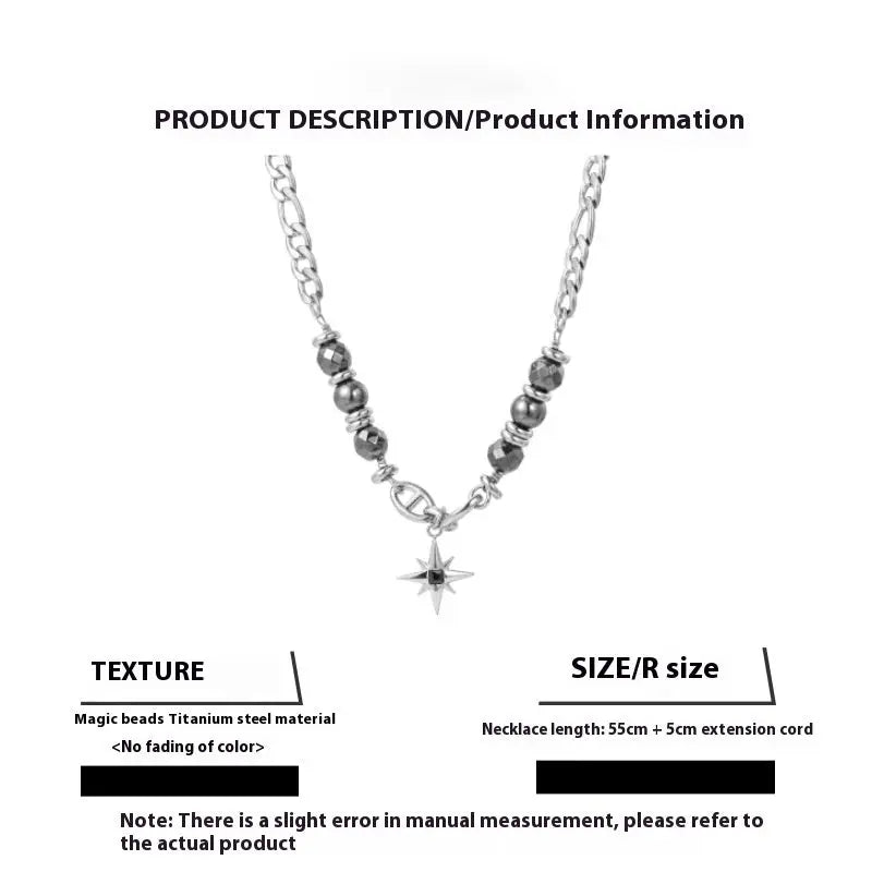 Simple All-match Eight Awn Star Necklace For Men Titanium Steel No Fading Conceitastral