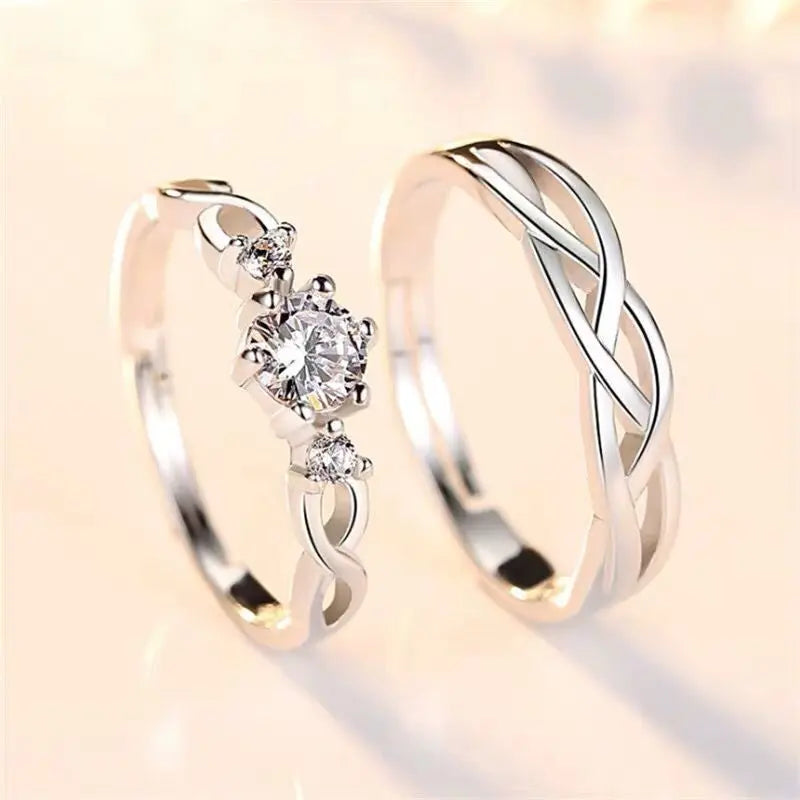 Simple Diamond-studded Couple Rings For Men And Women Conceitastral