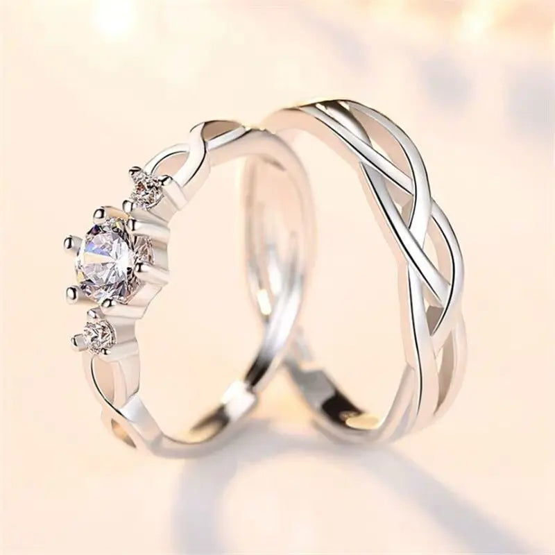 Simple Diamond-studded Couple Rings For Men And Women Conceitastral