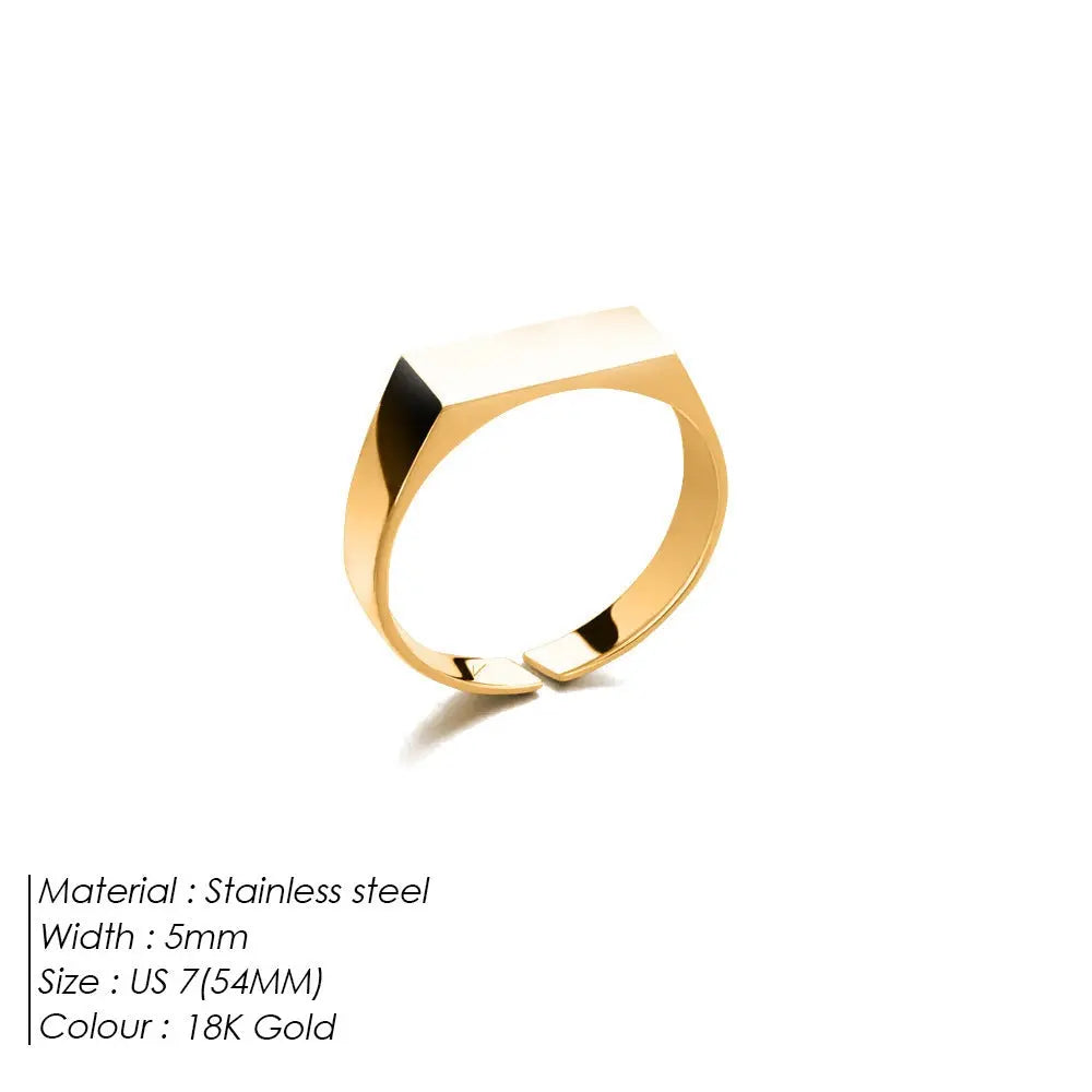 Small Strip Glossy Stainless Steel Ring Men Conceitastral