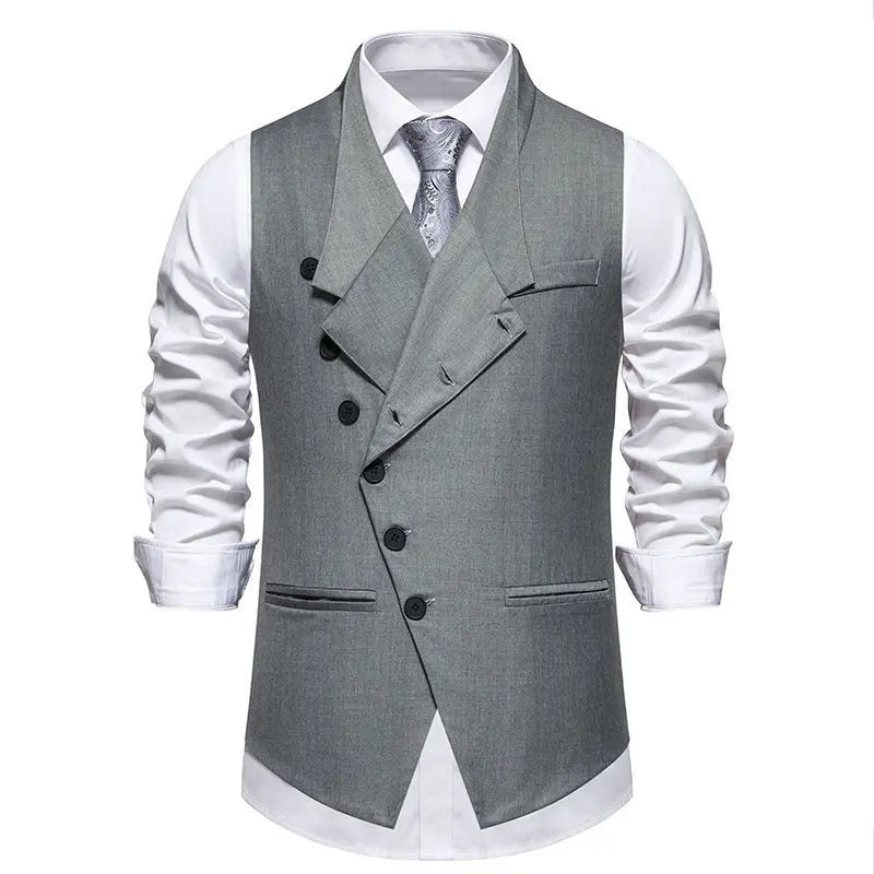 Solid Color European Size Oblique Placket Single-breasted Men's Suit Vest Conceitastral