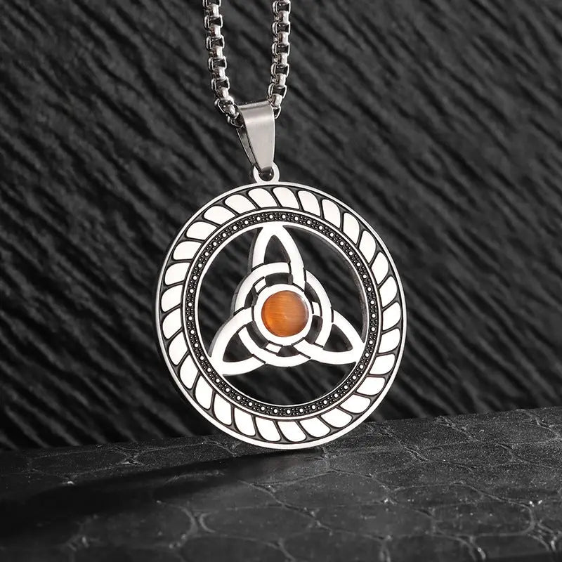 Stainless Steel Witch Knot Pendant Necklace Men Women Silver Jewelry Conceitastral