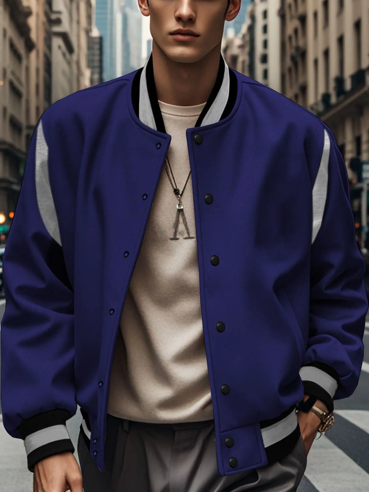 Stitching Buckle Baseball Uniform Coat Men's Clothing Conceitastral