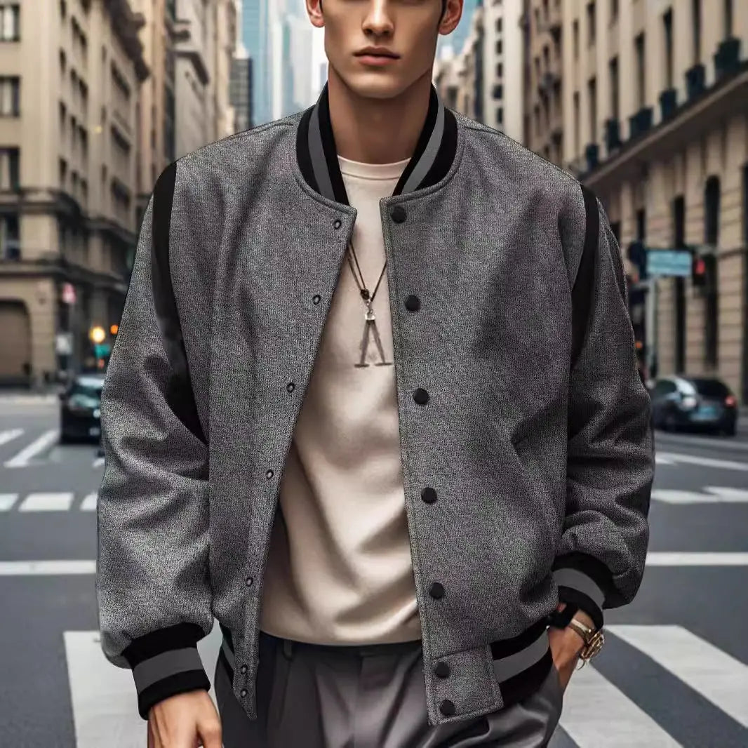 Stitching Buckle Baseball Uniform Coat Men's Clothing Conceitastral