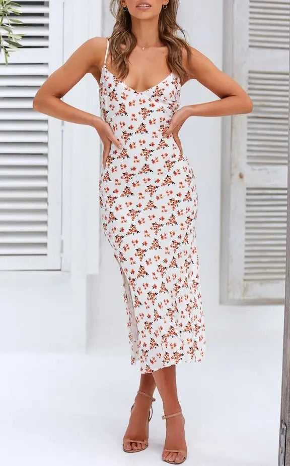 Summer Floral Sweet Style Sleeveless Split Dress Conceitastral