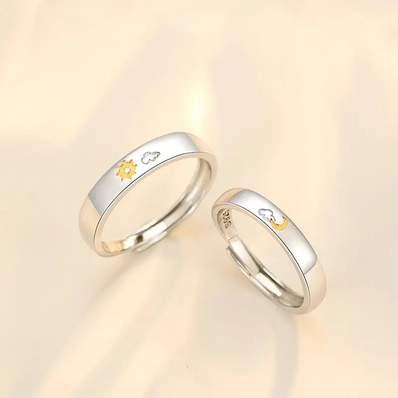 Sun Moon Flying Cloud Men And Women Open Ring Couple Gift Conceitastral