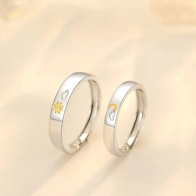Sun Moon Flying Cloud Men And Women Open Ring Couple Gift Conceitastral