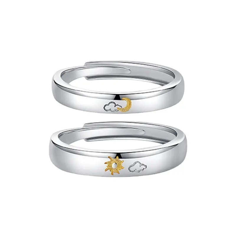 Sun Moon Flying Cloud Men And Women Open Ring Couple Gift Conceitastral