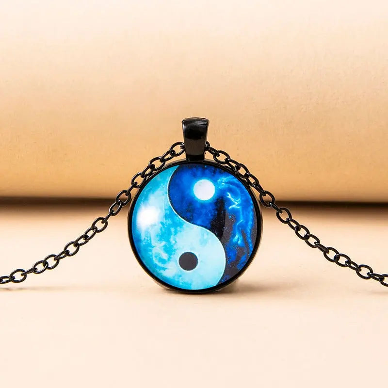 Tai Chi Yin Yang Dragon Glass Necklaces For Men Conceitastral