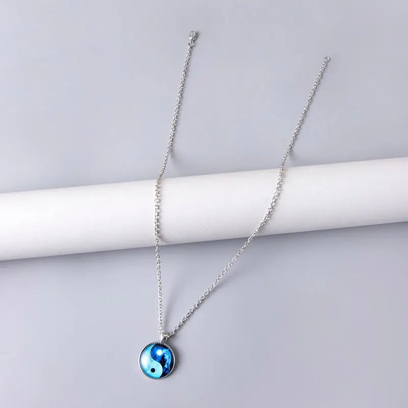 Tai Chi Yin Yang Dragon Glass Necklaces For Men Conceitastral