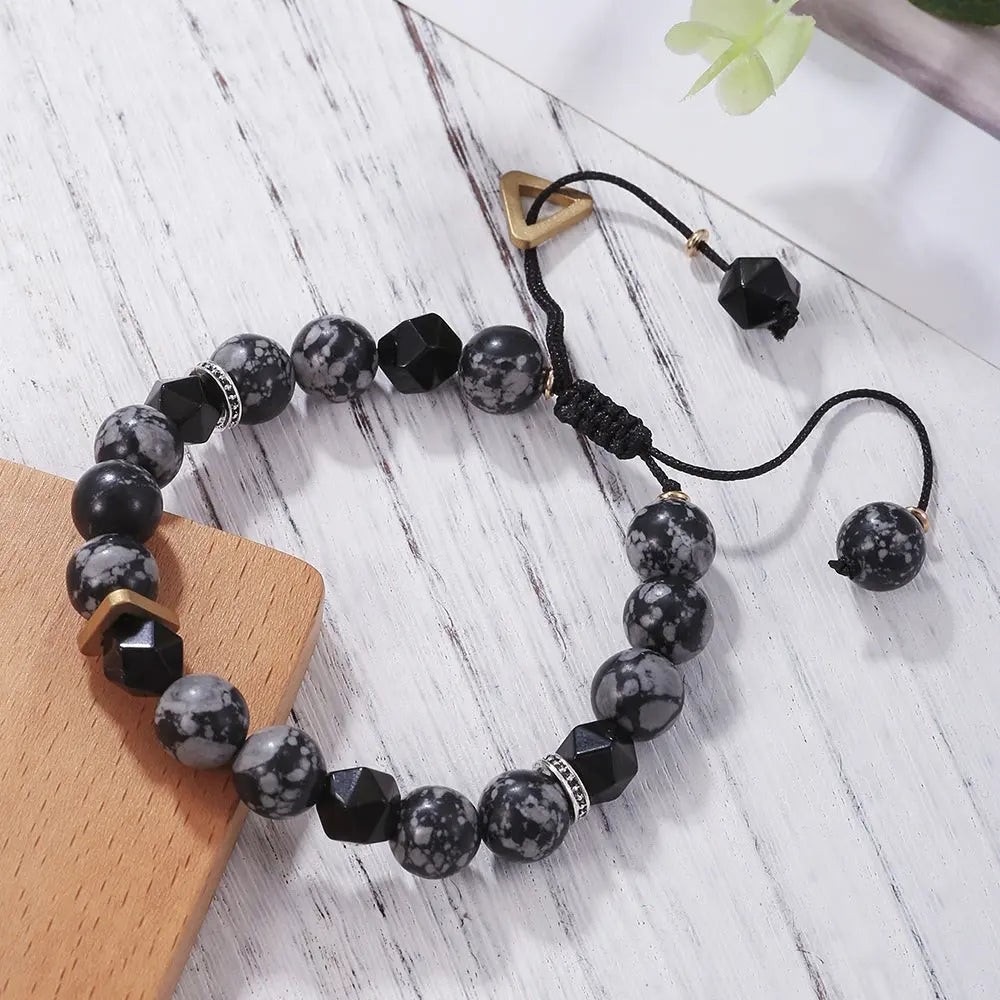 Vintage 10mm Volcanic Rock Beaded Braided Rope Bracelet Men Conceitastral