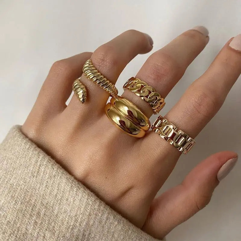 Vintage Electroplating Snake Knuckle Rings 4 Piece Set For Women Conceitastral