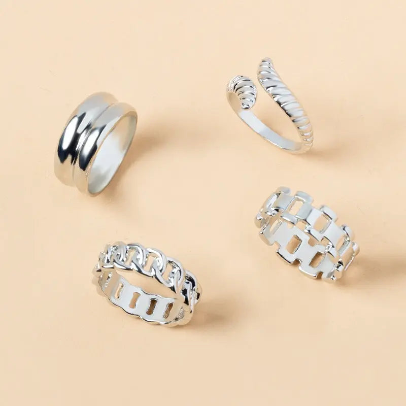 Vintage Electroplating Snake Knuckle Rings 4 Piece Set For Women Conceitastral