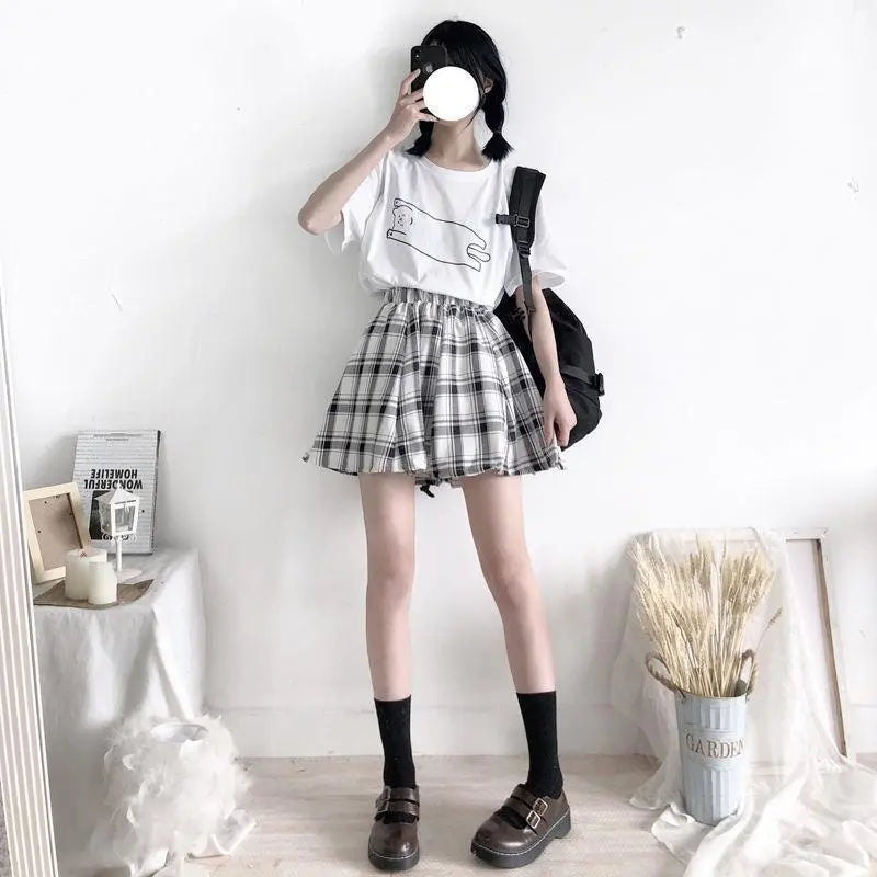 Women's Fashion Personality Loose Plaid Skirt Conceitastral