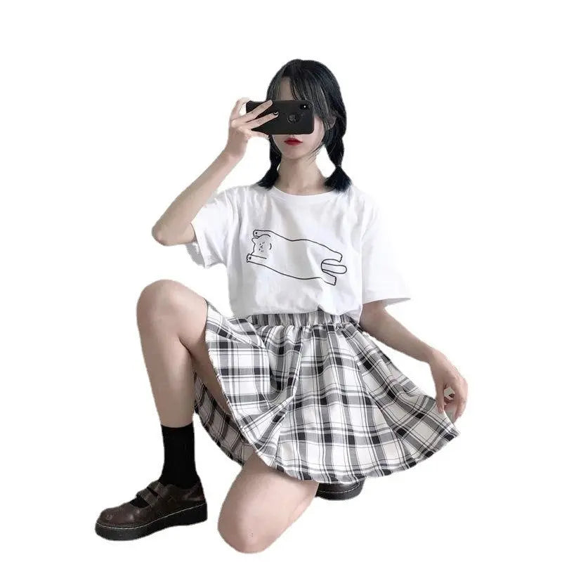Women's Fashion Personality Loose Plaid Skirt Conceitastral