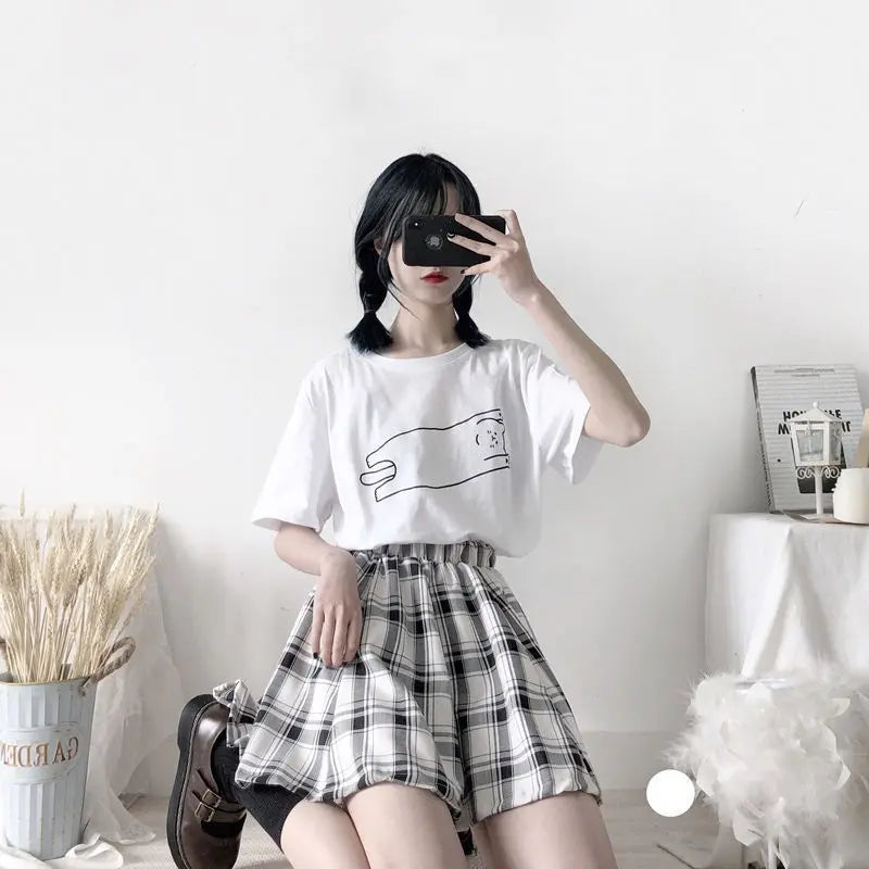 Women's Fashion Personality Loose Plaid Skirt Conceitastral