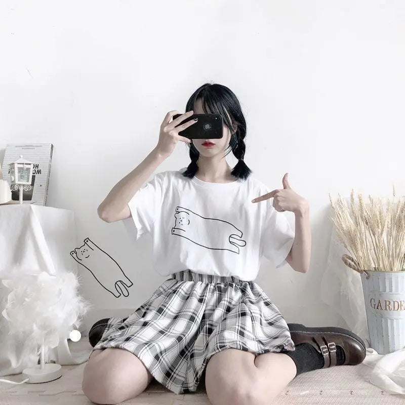 Women's Fashion Personality Loose Plaid Skirt Conceitastral