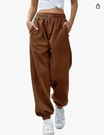Women's Loose Leisure Sports Drawstring Wide Leg Ankle Banded Pants Conceitastral