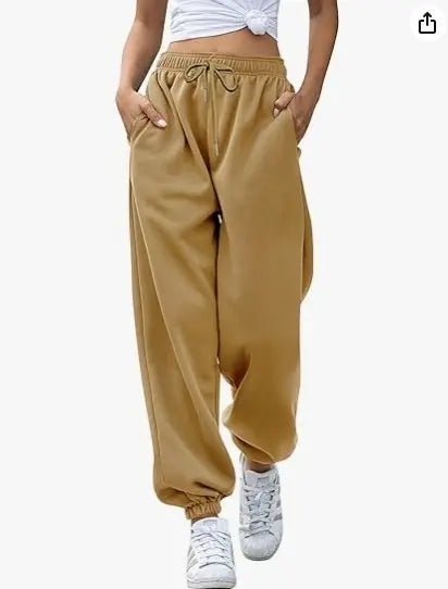 Women's Loose Leisure Sports Drawstring Wide Leg Ankle Banded Pants Conceitastral