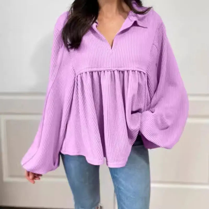 Women's Pleated Loose Shirt Top Conceitastral