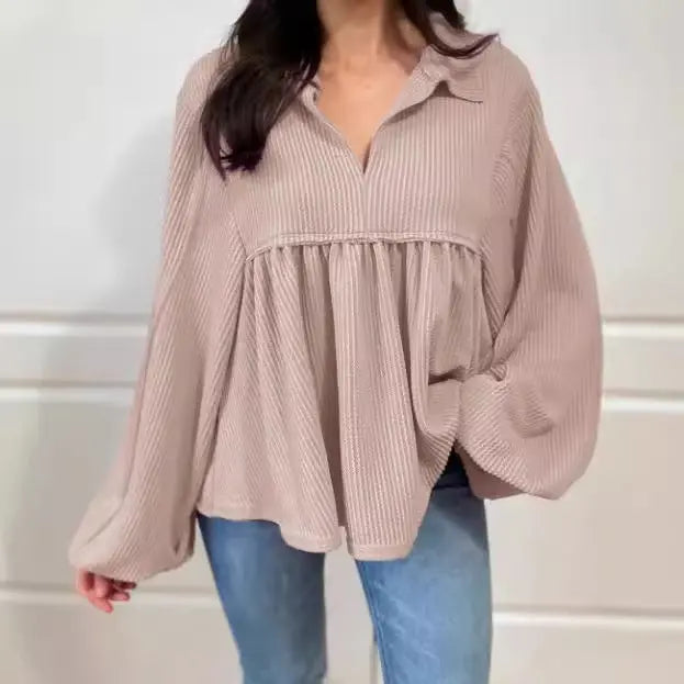 Women's Pleated Loose Shirt Top Conceitastral