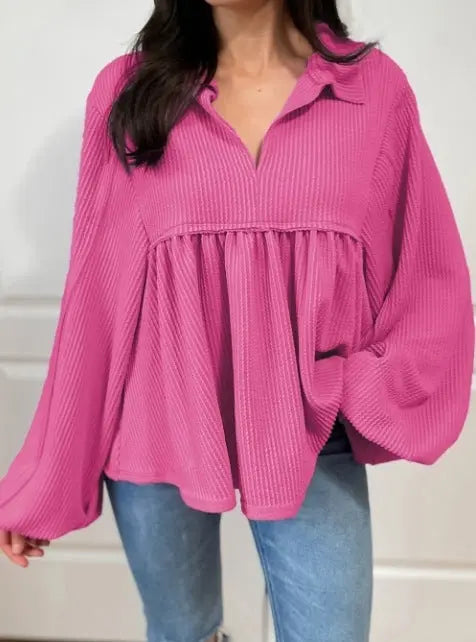 Women's Pleated Loose Shirt Top Conceitastral