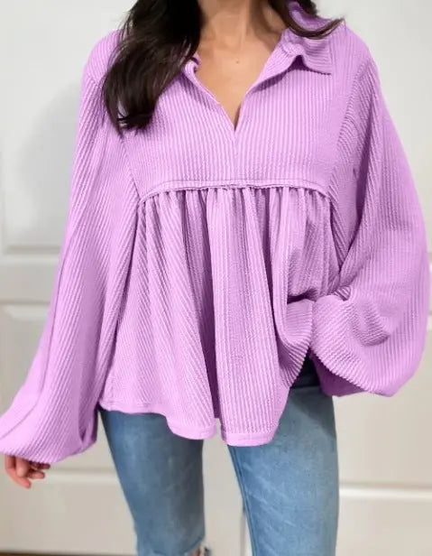 Women's Pleated Loose Shirt Top Conceitastral