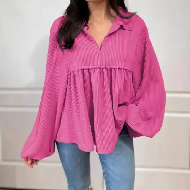 Women's Pleated Loose Shirt Top Conceitastral