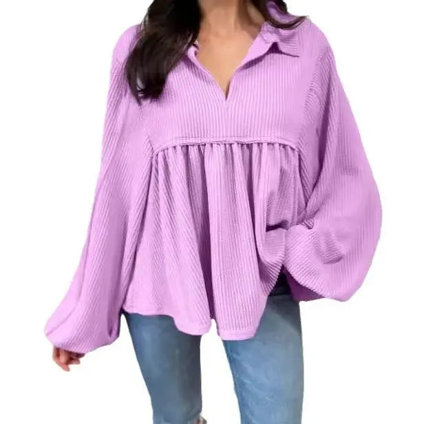 Women's Pleated Loose Shirt Top Conceitastral