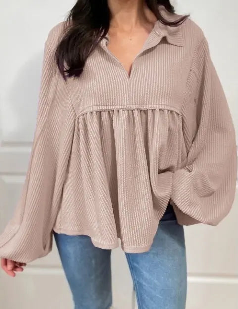 Women's Pleated Loose Shirt Top Conceitastral