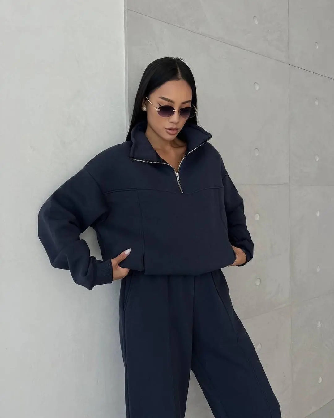 Y2K Winter Jogging Women Two Piece Set Female Zipper Coat Casual Pants Tracksuit Autumn Jacket Fashion Contrast Sport Wear Set Conceitastral