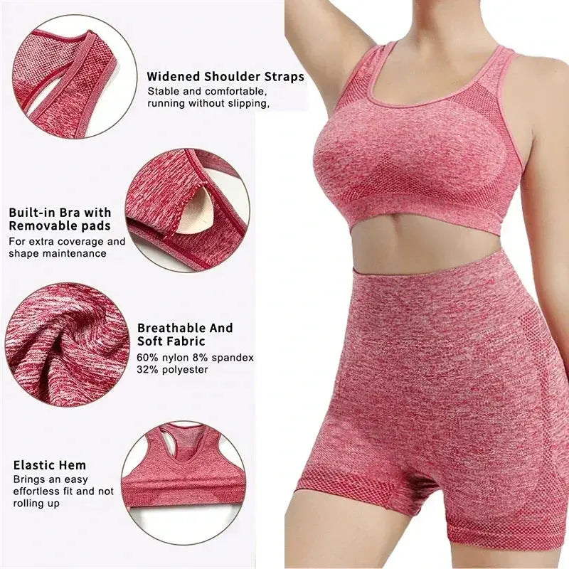 Yoga Set Gym Shorts Women Sport Bras Brassiere Workout Tops for Women Yoga Clothes Fitness Leggings Gym Set Seamless Yoga Sets Conceitastral