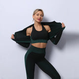 3PCS Yoga Set Seamless Sport Set Women Gym Clothing Leggings Women Crop Top Sports Bra Women Fitness Gym Set Womens Outfits Tracksuit Conceitastral