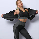 3PCS Yoga Set Seamless Sport Set Women Gym Clothing Leggings Women Crop Top Sports Bra Women Fitness Gym Set Womens Outfits Tracksuit Conceitastral