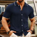 Short-sleeved Polo Shirt Summer Button Lapel Top Fashion Business Men's Clothing Oásis Mercado