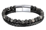 6mm Volcanic Natural Stone Tigereye Beaded Bracelet Men Cowhide String Bracelets Conceitastral