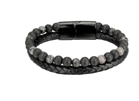 6mm Volcanic Natural Stone Tigereye Beaded Bracelet Men Cowhide String Bracelets Conceitastral