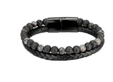 6mm Volcanic Natural Stone Tigereye Beaded Bracelet Men Cowhide String Bracelets Conceitastral