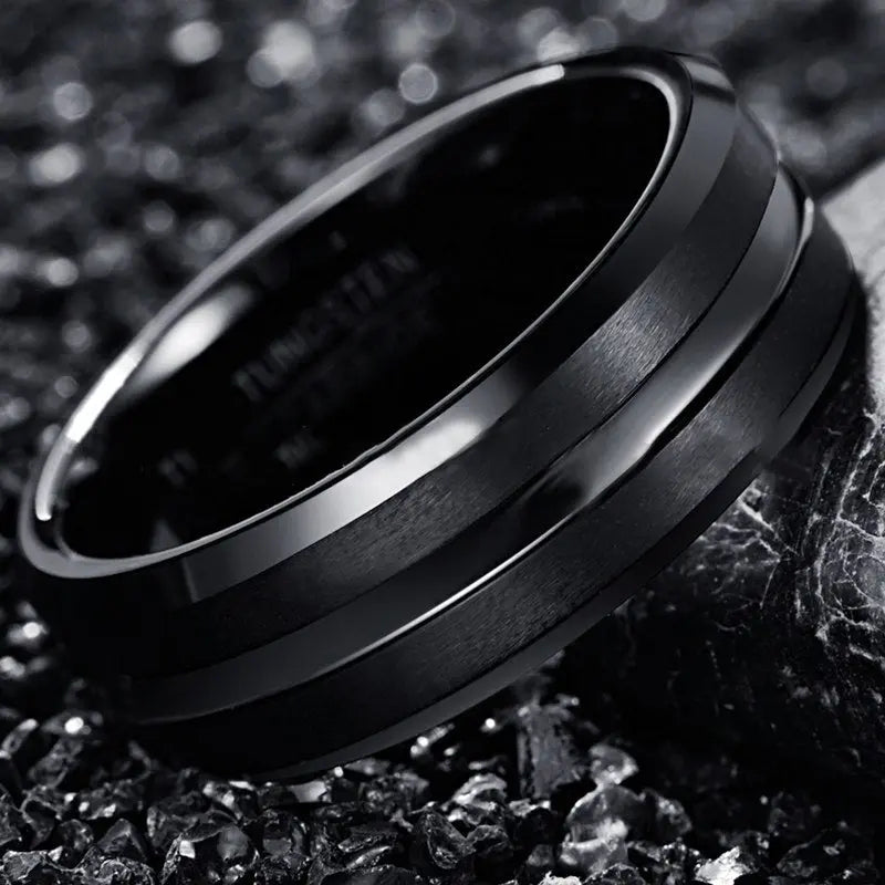 8mm Frosted Surface Middle Groove Electroplating Black For Men Conceitastral