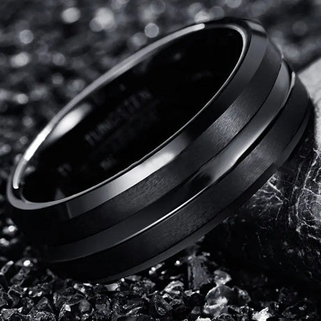 8mm Frosted Surface Middle Groove Electroplating Black For Men Conceitastral