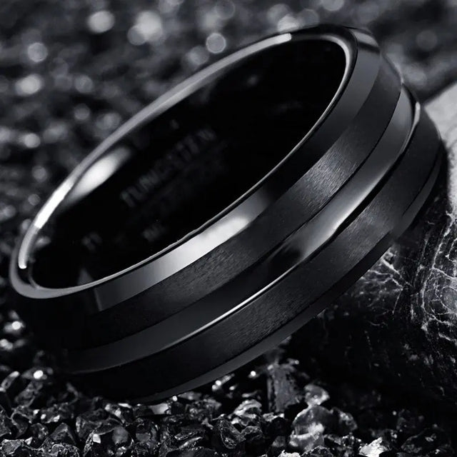 8mm Frosted Surface Middle Groove Electroplating Black For Men Conceitastral