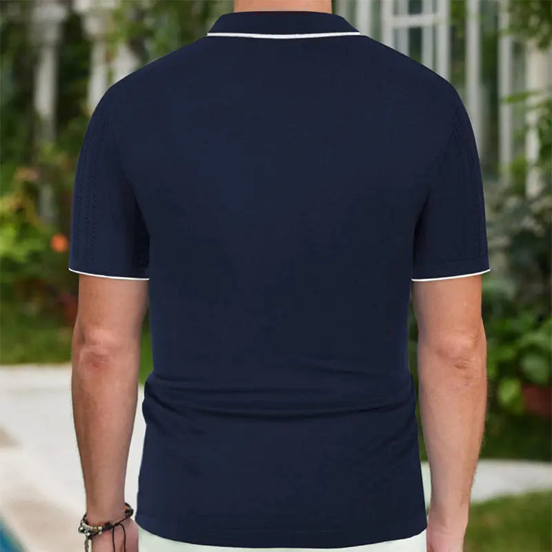 Short-sleeved Polo Shirt Summer Button Lapel Top Fashion Business Men's Clothing Oásis Mercado
