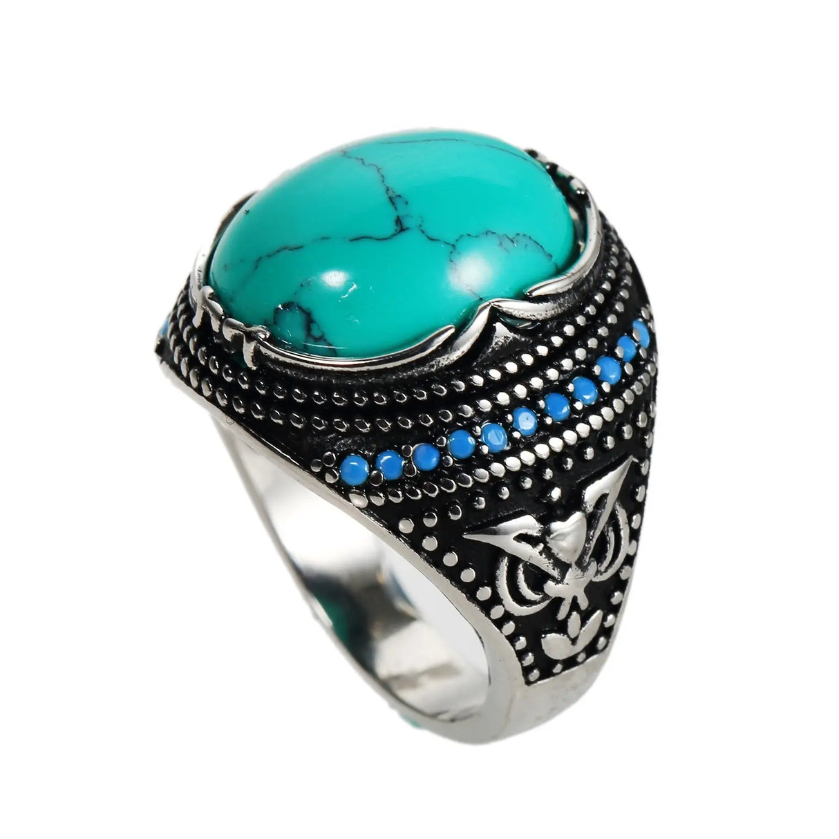 Accessories Titanium Steel Textured Turquoise Ring For Men Conceitastral