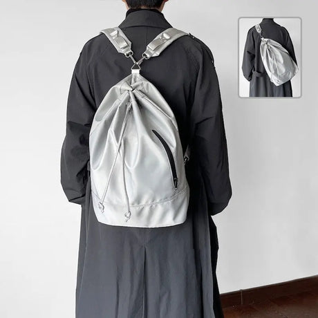 Adjustable Shoulder-strap Bag Fashion Dual-purpose Backpack Leisure Bucket Shoulder Bag Women Personalized Campus Schoolbag Fro Students Conceitastral