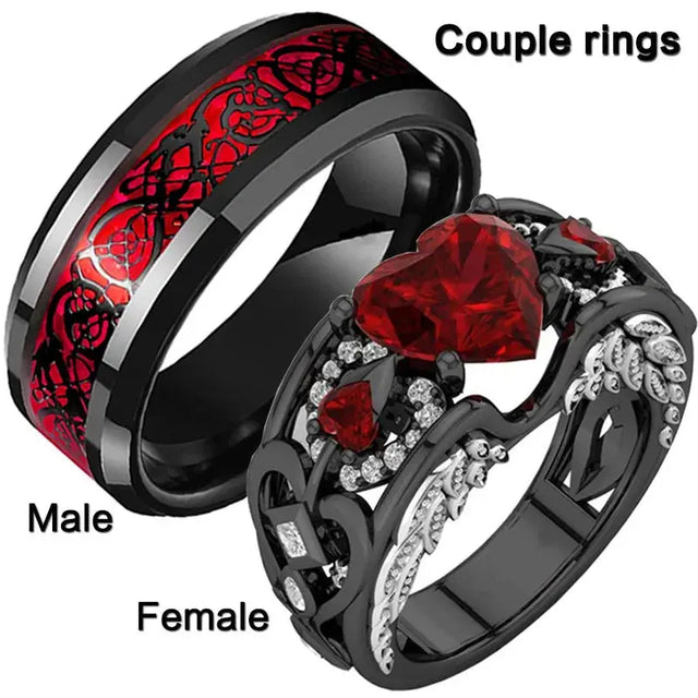 Anel Para Casal de Coração Vermelho - Amor Eterno Conceitastral