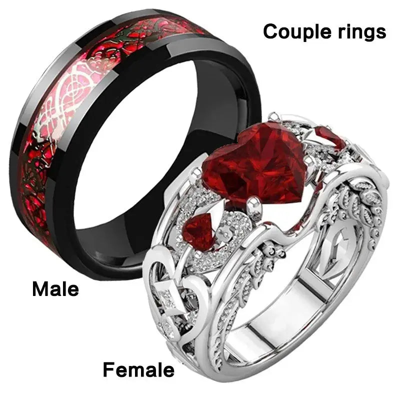 Anel Para Casal de Coração Vermelho - Amor Eterno Conceitastral