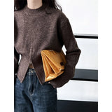 Autumn Short Zipper Sweater Western Style High Sense Special-interest Design Round Neck Pullover Conceitastral