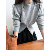 Autumn Short Zipper Sweater Western Style High Sense Special-interest Design Round Neck Pullover Conceitastral